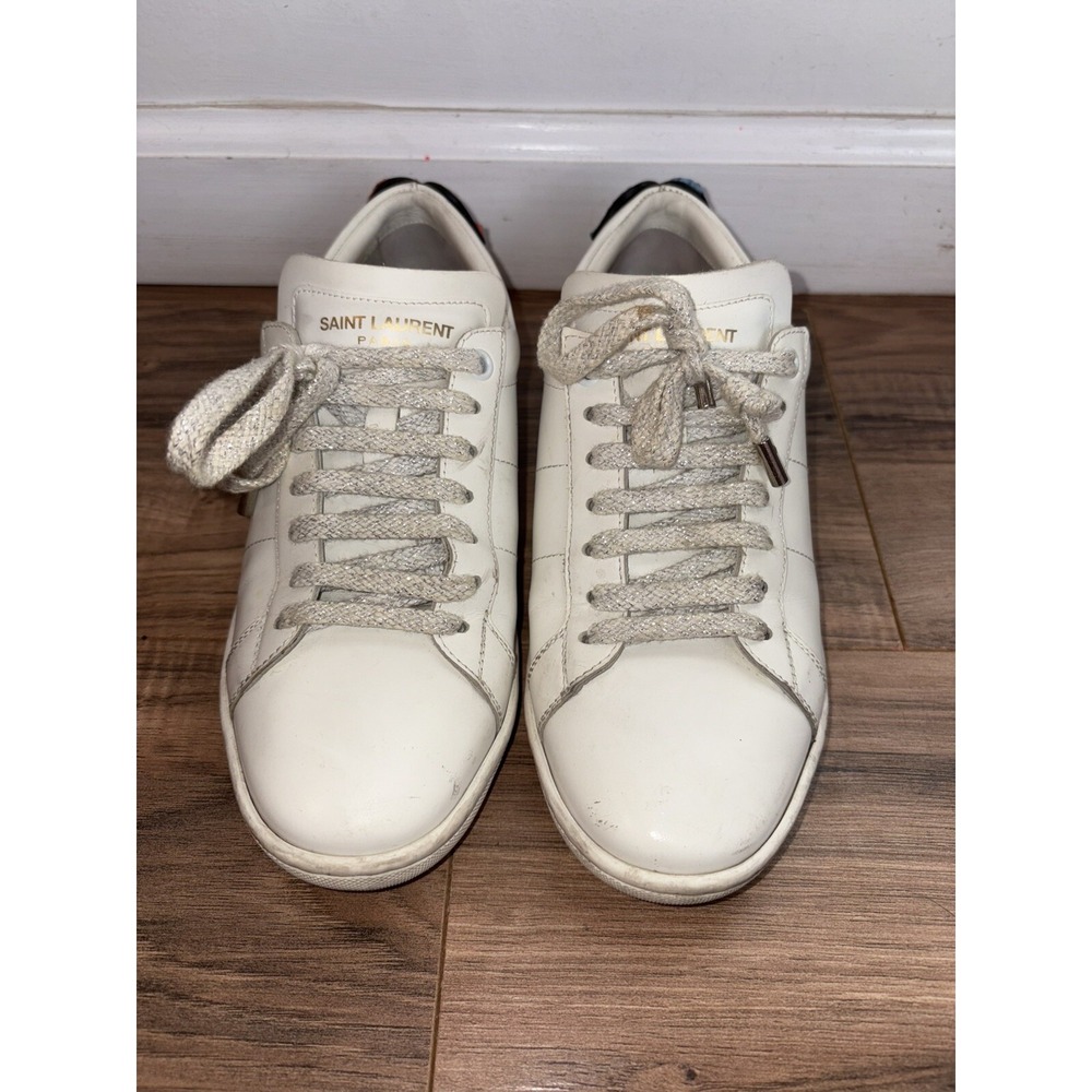SAINT LAURENT white leather LIPS Red Blue CLASSIC Sneakers Shoes EU 36.5 US 6